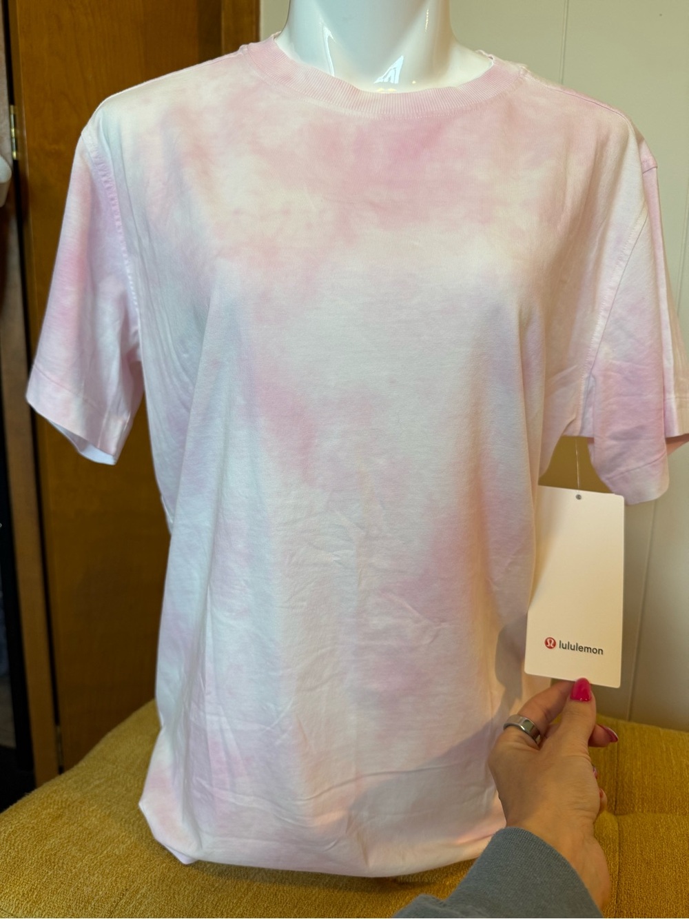 NWT Lululemon All Yours Organic Cotton Tie Dye T-shirt XS Oversized Pink White